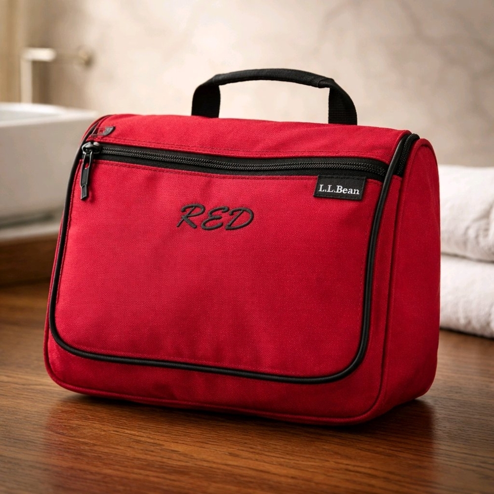 NWOT L.L. Bean Red Travel Toiletry, Wash Bag Or Dopp Kit
